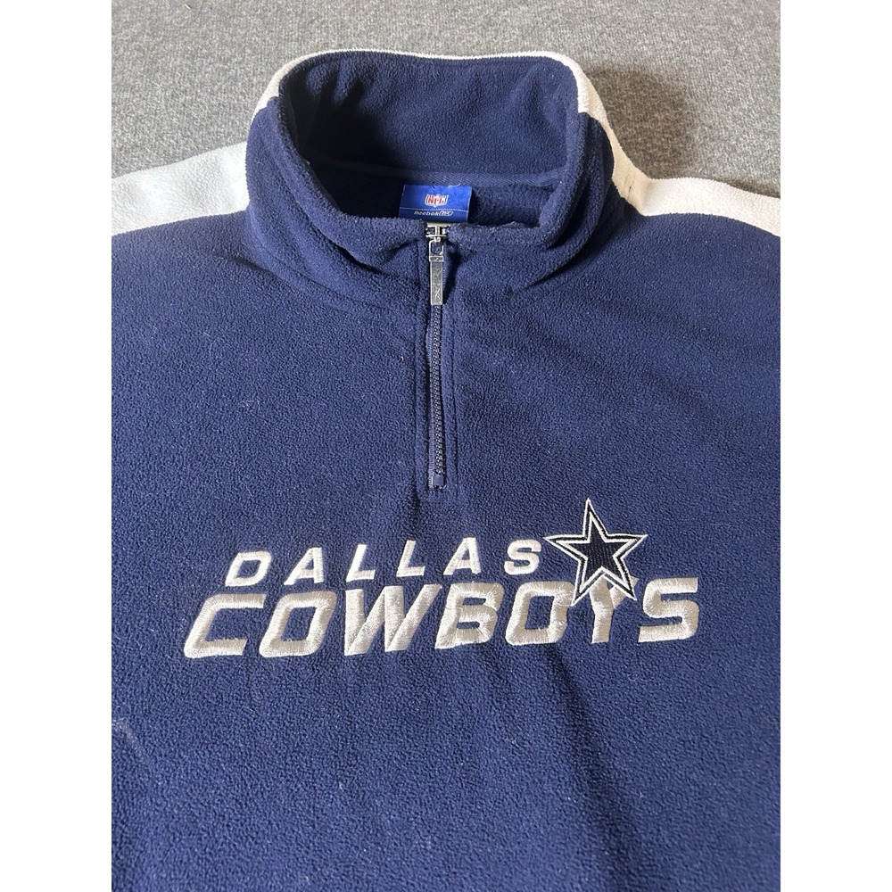 NFL Dallas Cowboys Reebok‎ Men's XXL Pullover Pockets 1/4 Zip Fleece Jacket